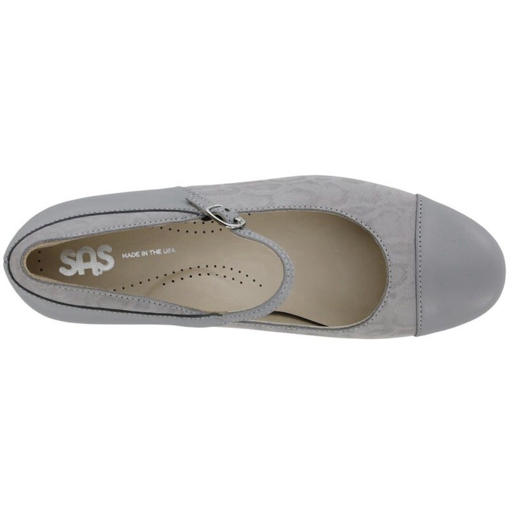 SAS Isabel Leather Block Heel Mary Jane Pumps‎ Size 12 N Gray